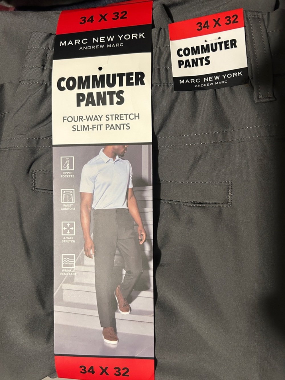 Marc New York Slim-Fit Commuter Pants in Charcoal